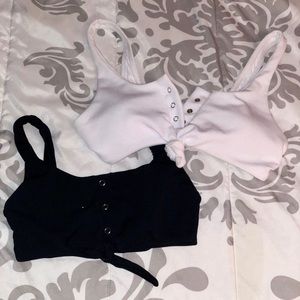 Ribbed snap front bikini tops